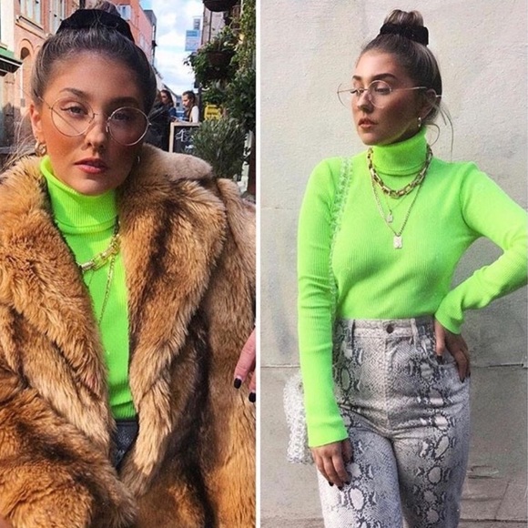 ZARA RIBBED NEON TURTLENECK - Picture 8 of 8